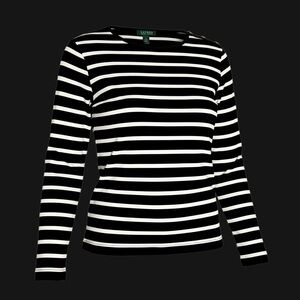 Ralph Lauren Striped Long Sleeve Top with Button Detail